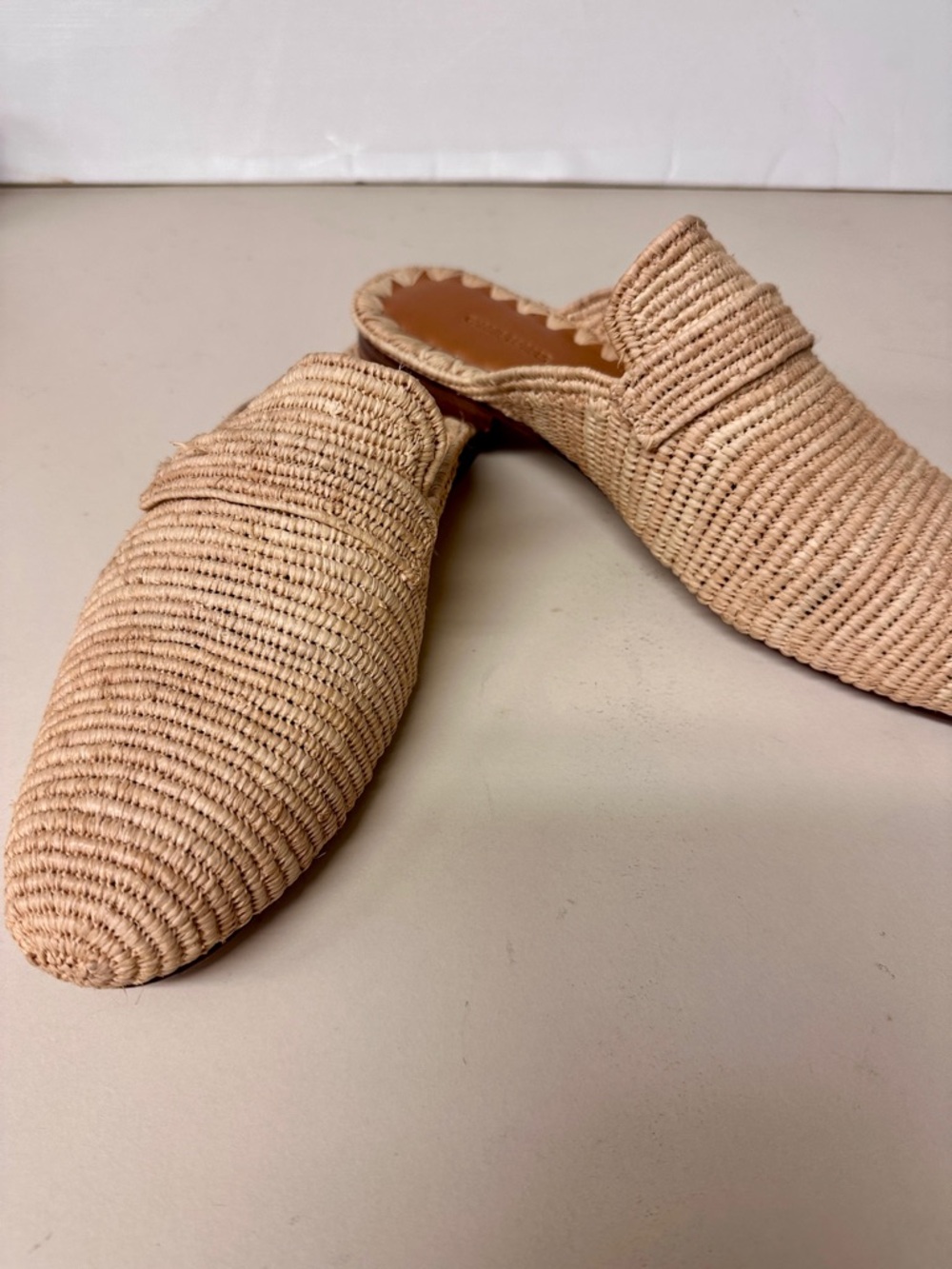 Carrie Forbes Tapa Woven Raffia Loafer Mule
